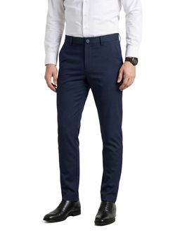 The Indian Garage Co - Navy Blue Solid/Plain Mid Waist Trouser