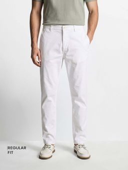 The Indian Garage Co - White Solid/Plain Mid Waist Trouser