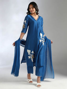 House Of Dharaa - Floral Print Desgin Kurta Set with Pant and Dupatta