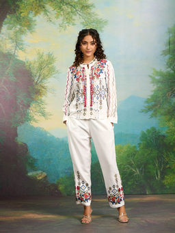 Zolo Label - Embroidery Work White Co-Ord Set