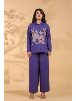 Zolo Label - Purple Embroidery Work Co-Ord Set