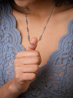 TANN TRIM - Node Toggle Chain Silver Plated Pendant for Women