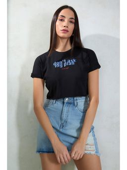 Virgio - Women Cotton Round Neck Solid Pull On Boxy Fit Half Sleeves T-Shirt