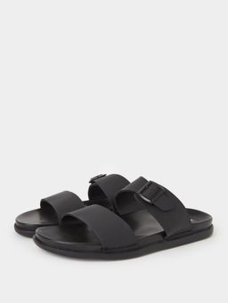 Styli Elevate - Men Black Solid Buckle Sandals