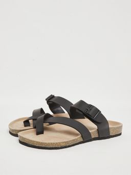 Styli Elevate - Men Black Solid Buckle Sandals