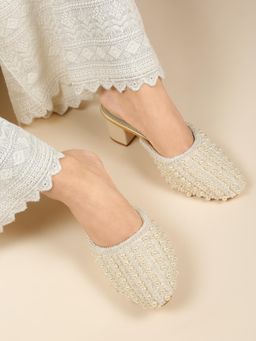 Flat n Heels - Women Beige Mules Heels