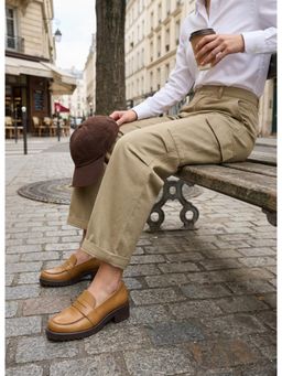 Peach Flores - Women Tan Elevate Leather Loafers