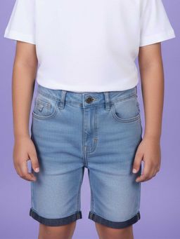 KiddoPanti - Boys Fashion Above Knee Length Denim Roll-Up Shorts