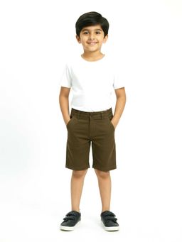 KiddoPanti - Boys 100% Cotton Solid Above Knee Length Formal Shorts
