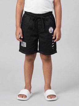 KiddoPanti - Boys Cotton Basic Roll-Up Shorts With Travel Themed Badges and Prints