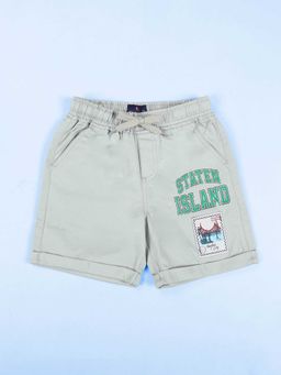 KiddoPanti - Boys Cotton Basic Roll-Up Shorts With Travel Themed Badges and Prints