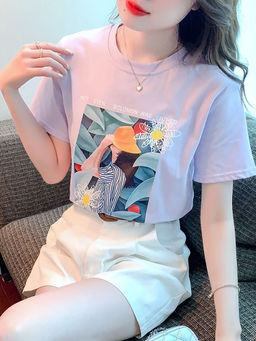 PARTIQ - Lavender Short-Sleeved T-Shirt for Women