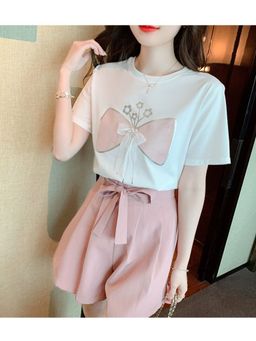 PARTIQ - White Women's Short-Sleeved T-Shirt