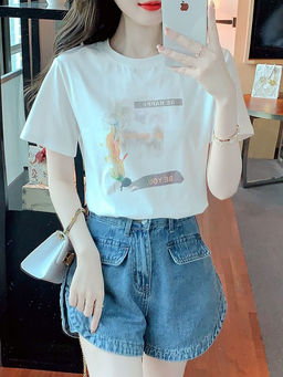 PARTIQ - White Short-Sleeved T-Shirt for Women