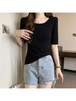 PARTIQ - Black Short Sleeve T-Shirt for Women