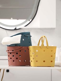 Voncasa - Basket with Handles Brown Plastic