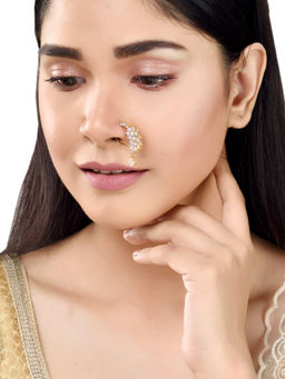 Saraf RS Jewellery - Gold Plated Ad Studded Handcrafted Nose Ring