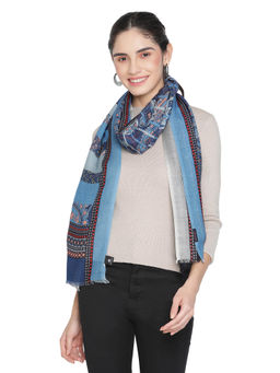 Shingora - Wool Blue Printed Stole