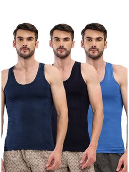 T.T. - Men Desire Premium Pure Cotton Odor-Free Sleeveless Multi-Color Vests (Pack of 3)