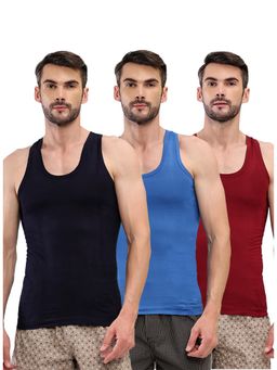 T.T. - Men Desire Premium Pure Cotton Odor-Free Sleeveless Multi-Color Vests (Pack of 3)
