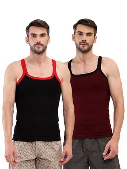 T.T. - Men Desire Premium Pure Cotton Rib Sleeveless Breathable Multi-Color Vests (Pack of 2)