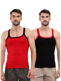 T.T. - Men Desire Premium Pure Cotton Rib Sleeveless Breathable Multi-Color Vests (Pack of 2)