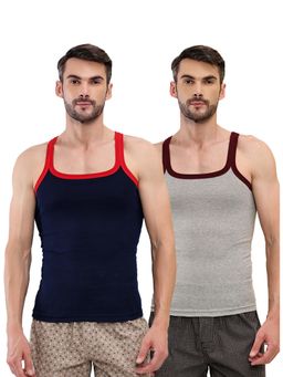 T.T. - Men Desire Premium Pure Cotton Rib Sleeveless Breathable Multi-Color Vests (Pack of 2)