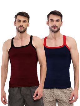 T.T. - Men Desire Premium Pure Cotton Rib Sleeveless Breathable Multi-Color Vests (Pack of 2)