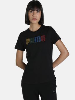 Puma - Multicolor Logo Women Black T-shirt