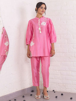 KAFTANIZE - Rose Blush Embellished Indo-Western Co-Ord Set
