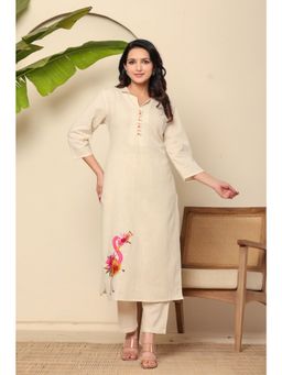 Gahan - Off White Printed Straight Kurta with Pant