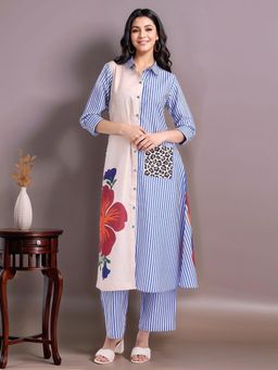 Gahan - Womens Cotton Blend Printed A-Line Kurta with Pant