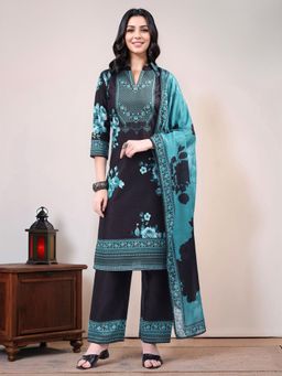 Gahan - Womens Cotton Blend Printed Straight Kurta with Pant and Dupatta