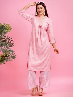 Gahan - Womens Pink Rayon Kurta with Pant