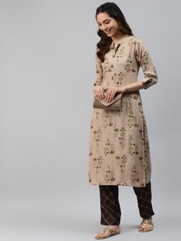 Gahan - Womens Beige Kurta with Pant