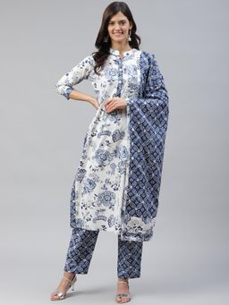 Gahan - Womens Floral Cotton Kurta with Pant & Dupatta