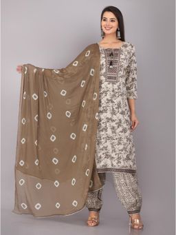 Gahan - Womens Beige Kurta with Salwar & Dupatta