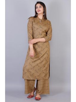 Gahan - Womens Brown Mandarin Collar Rayon Kurta & Pant