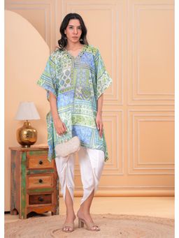 Gahan - Womens Handwork Light Green Kaftan with Dhoti Pant