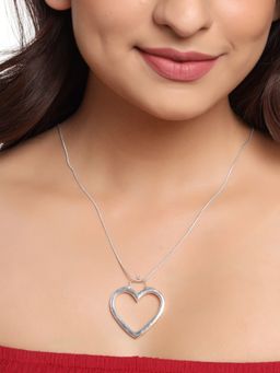 VIRAASI - Silver Plated Heart Shape Pendant Necklace for Girls