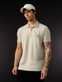 The Souled Store - Beige Character Casual Regular Collar Neck Polo T-Shirt