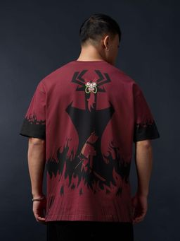 The Souled Store - Maroon Character Casual Oversized Round Neck T-Shirt