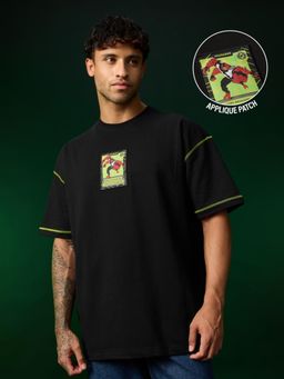 The Souled Store - Black Character Casual Oversized Round Neck T-Shirt