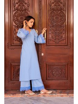 POMCHA - Kapaas Powder Blue Kurta with Palazzo (Set of 2)