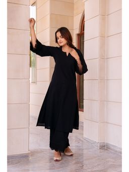 POMCHA - Kapaas Pure Black Kurta with Palazzo (Set of 2)