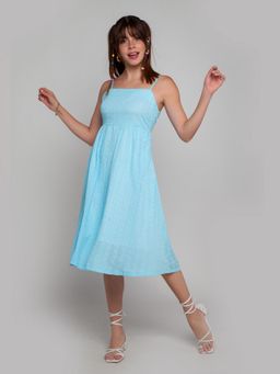 Zink London - Zink Z by Zink London Women Blue Self Design Midi Dress