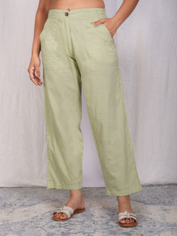 Zuri - Green Women Comfort Fit Mid-Rise Pant