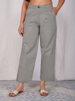 Zuri - Grey Women Comfort Fit Mid-Rise Pant