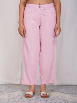 Zuri - Pink Women Comfort Fit Mid-Rise Pant