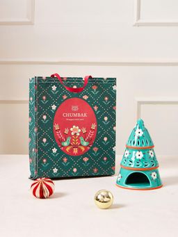 Chumbak - X'mas Tree Tea-light Holder with Gift Bag Green